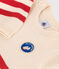 Babies' cotton jumper with placed stripes and a badge on the chest AVALANCHE red/AURORA