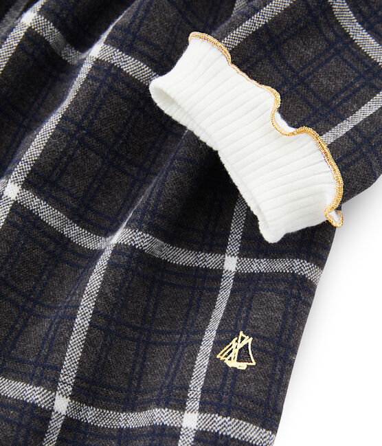 Girls' Checked Knit Dress CITY black/MULTICO white