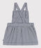 Babies' stripy cotton pinafore dress MEDIEVAL blue/MARSHMALLOW white