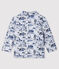 Baby boys' printed fleece sweatshirt POUSSIERE grey/SMOKING blue