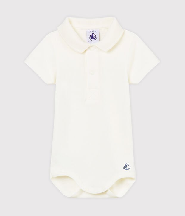 Baby Boys' Bodysuit with Polo Shirt Collar white