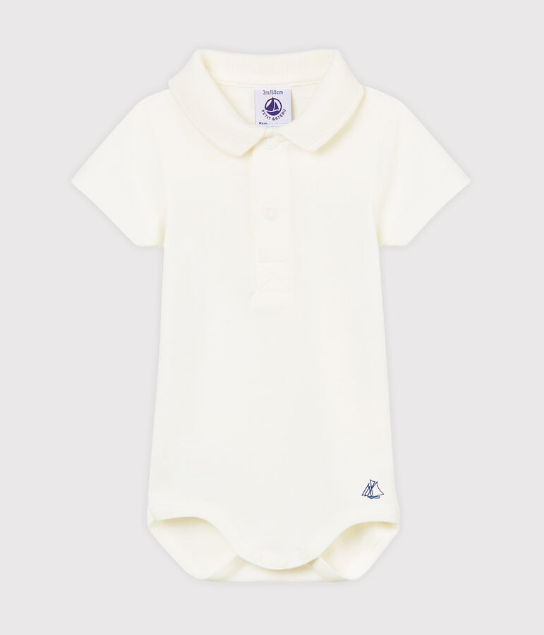 Baby Boys' Bodysuit with Polo Shirt Collar white