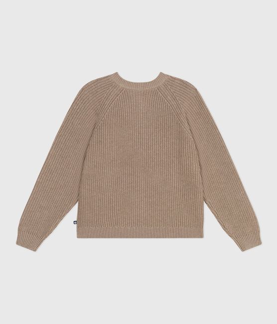 Women's plain wool and cotton cardigan ROCHE brown