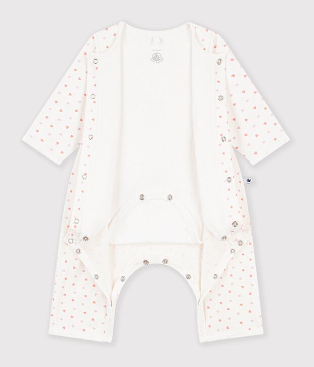 Babies' footless cotton flower print bodyjamas white/multicolor