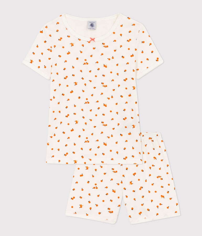 Girls' Orangette Themed Cotton Short Pyjamas white/multicolor