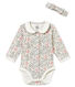 Baby girl's long sleeved print bodysuit and headband