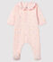 Baby Girls' Tube Knit Pink Sleepsuit with Hearts FLEUR pink/MULTICO white