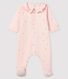 Baby Girls' Tube Knit Pink Sleepsuit with Hearts