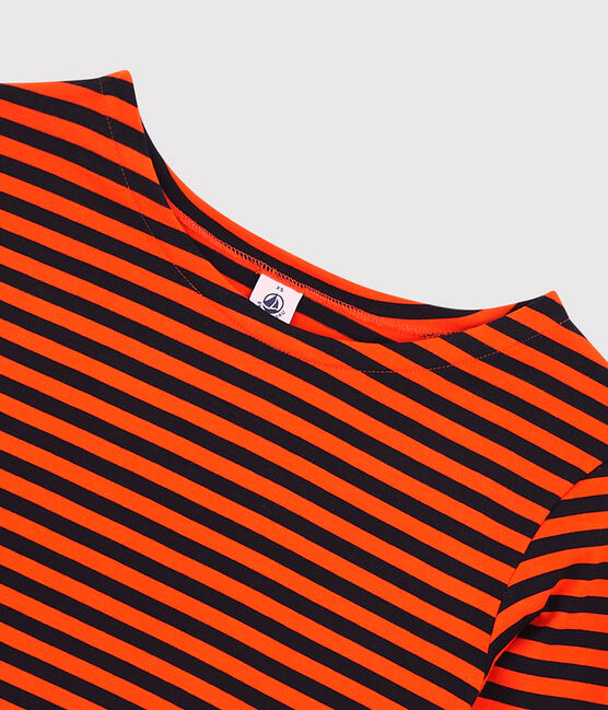 Women's Breton Stripe Cotton T-Shirt SMOKING blue/CAROTTE