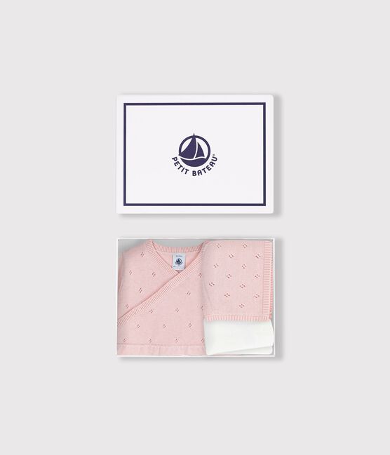 Babies' gift set, with a knitted bonnet, rompers and tights variante 1