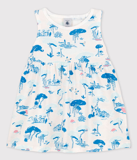 Baby Girls' Sleeveless Jersey Print Dress MARSHMALLOW white/MULTICO white