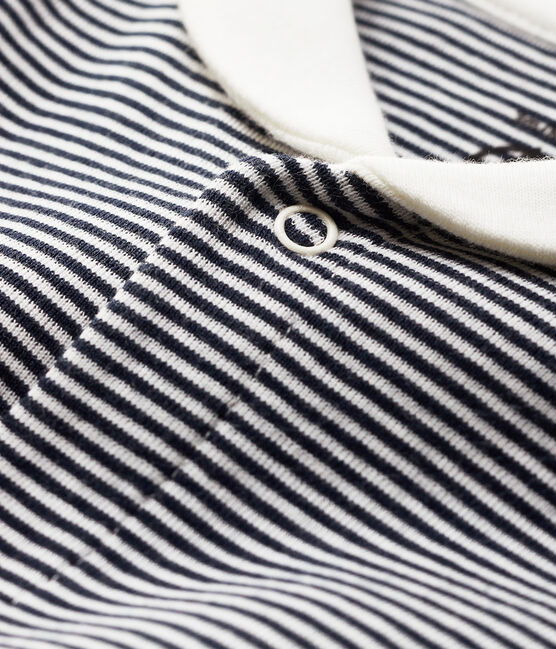 Babies' Stripy Organic Cotton Sleepsuit with Sailor Collar SMOKING blue/MARSHMALLOW white
