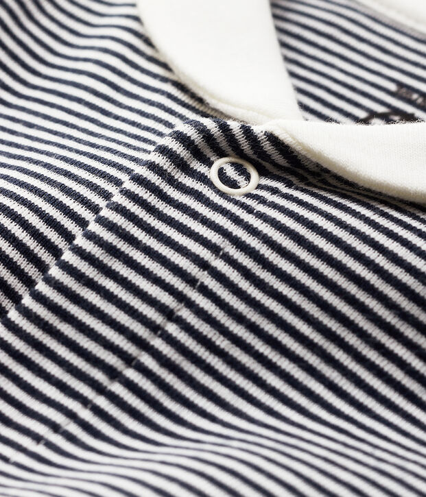 Babies' Stripy Organic Cotton Sleepsuit with Sailor Collar blue/white