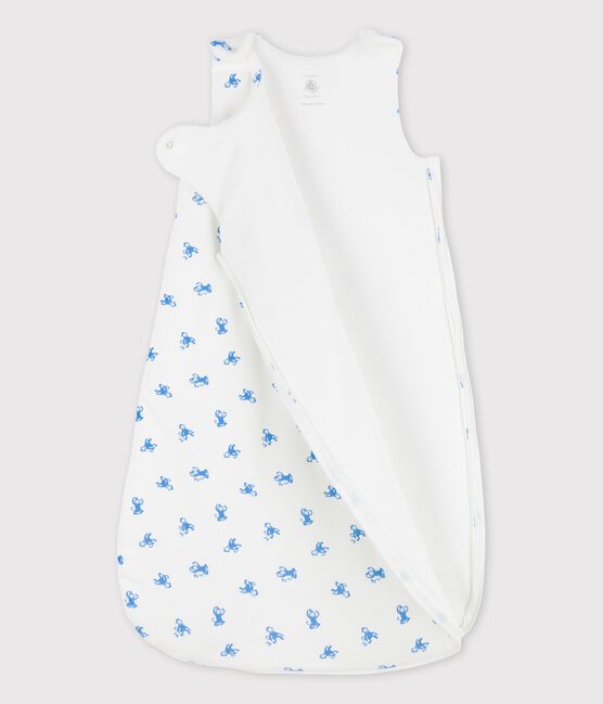 Babies' Organic Cotton Sleeping Bag MARSHMALLOW white/BRASIER blue