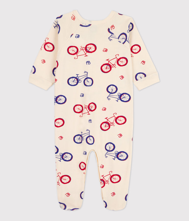 Babies' Bike Themed Cotton Sleepsuit Ecru/multicolor