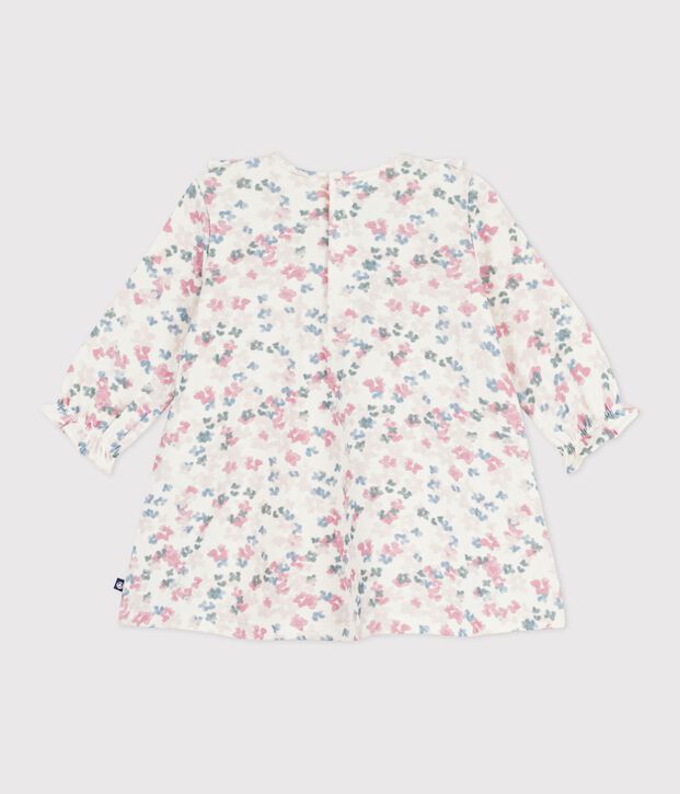 Babies' long sleeved floral-print cotton dress Ecru/multicolor