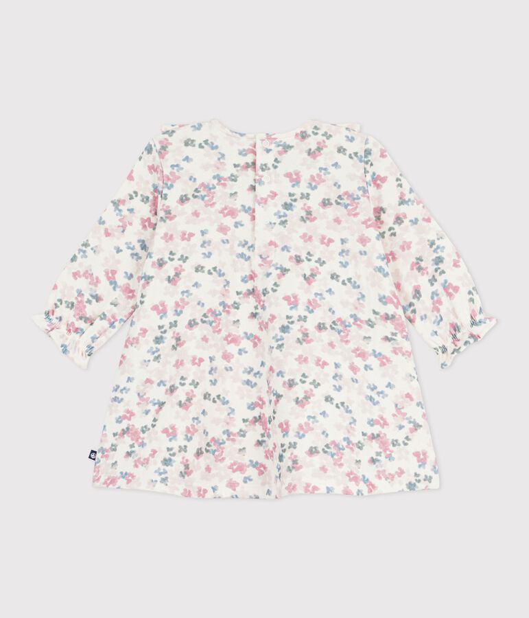 Babies' long sleeved floral-print cotton dress Ecru/multicolor