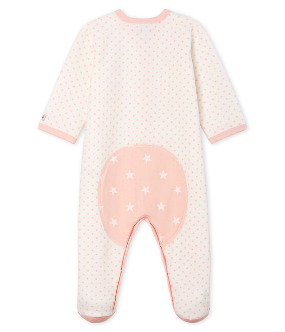 Baby Girls' Velour Sleepsuit MARSHMALLOW white/MINOIS pink