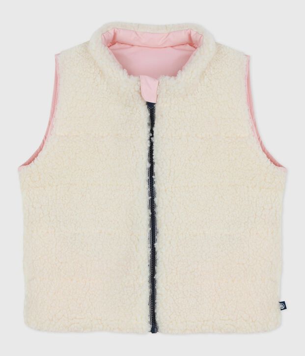 Baby's reversible sleeveless puffer jacket pink/ecru