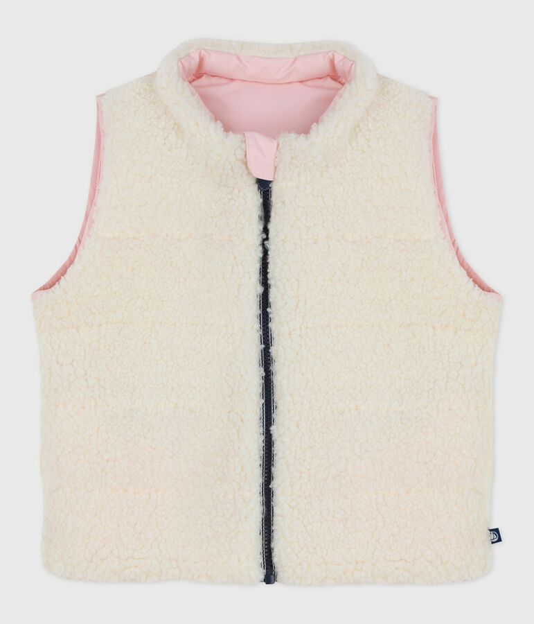 Baby's reversible sleeveless puffer jacket pink/ecru