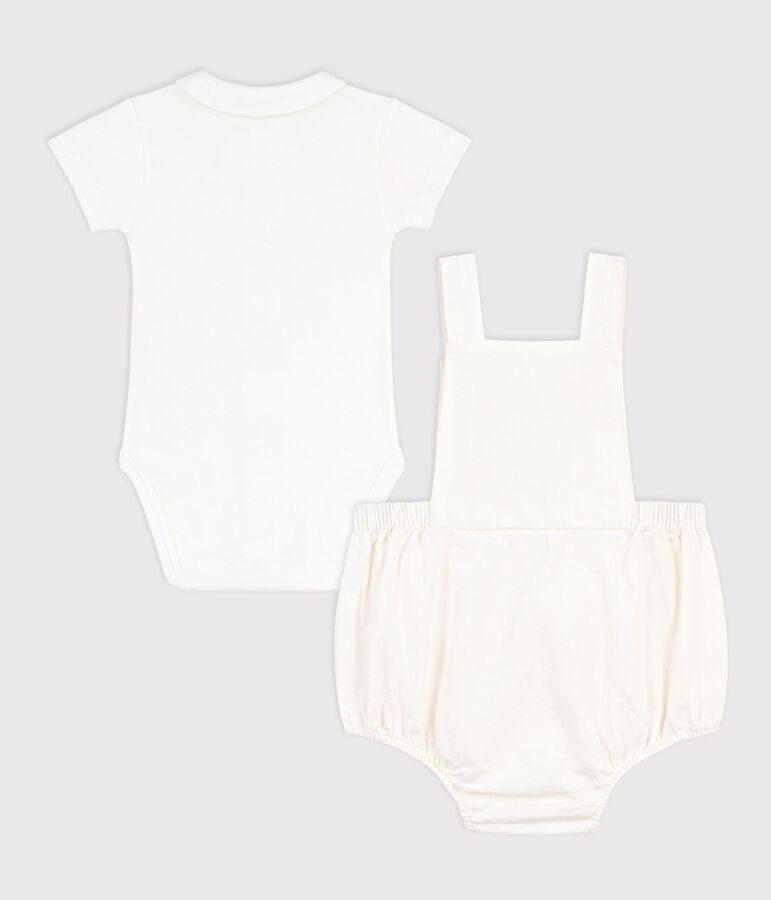 Babies' two-piece set in cotton/linen with embroidered details multicolor