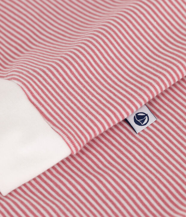 Women's stripy cotton pyjamas pink/white