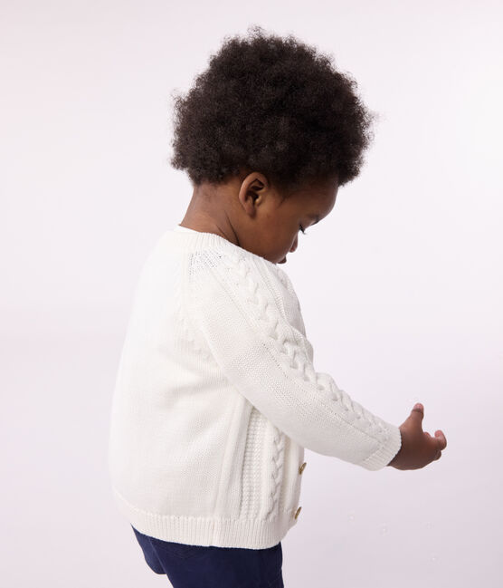 Babies' cotton cardigan MARSHMALLOW white