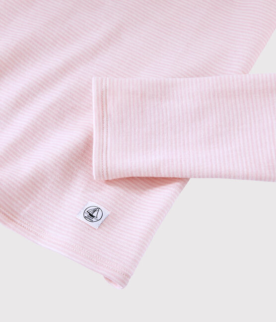 Women's wool and cotton blend T-shirt CHARME pink/MARSHMALLOW white