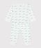 Babies' footless whale print cotton pyjamas MARSHMALLOW /SPRAY