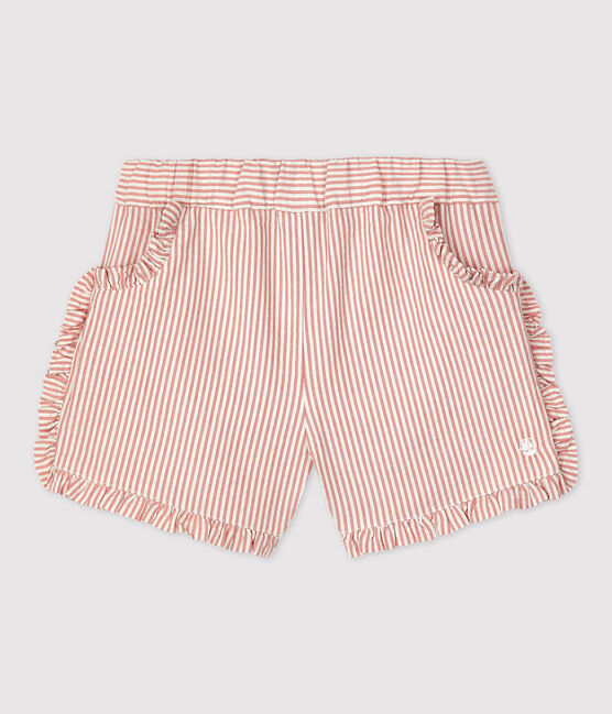 Babies' Organic Striped Seersucker Shorts PAPAYE pink/MARSHMALLOW