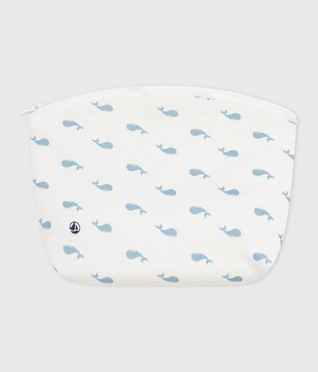 Babies' whale-print cotton bag white/blue