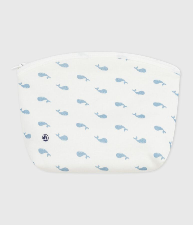 Babies' whale-print cotton bag white/blue