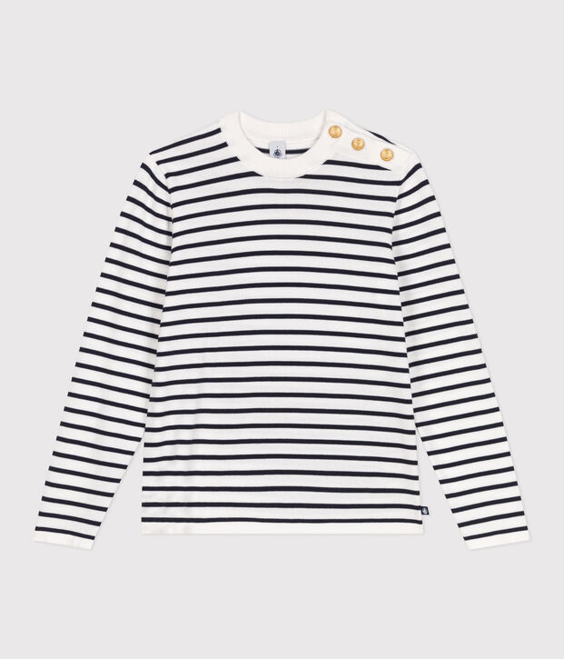 Women's striped cotton sailor-striped jumper white/blue