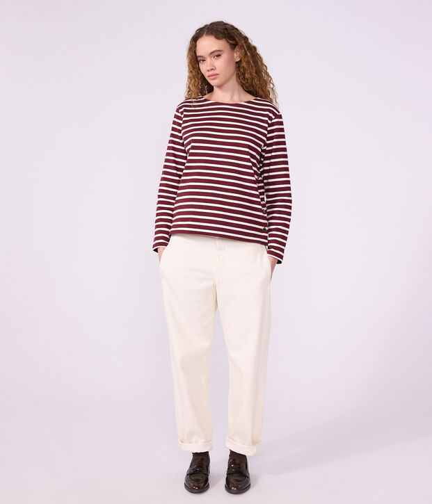 Women's cotton Breton top red/white
