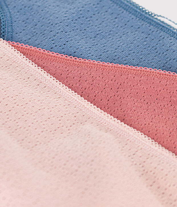 Women's openwork cotton briefs - 3-pack multicolor