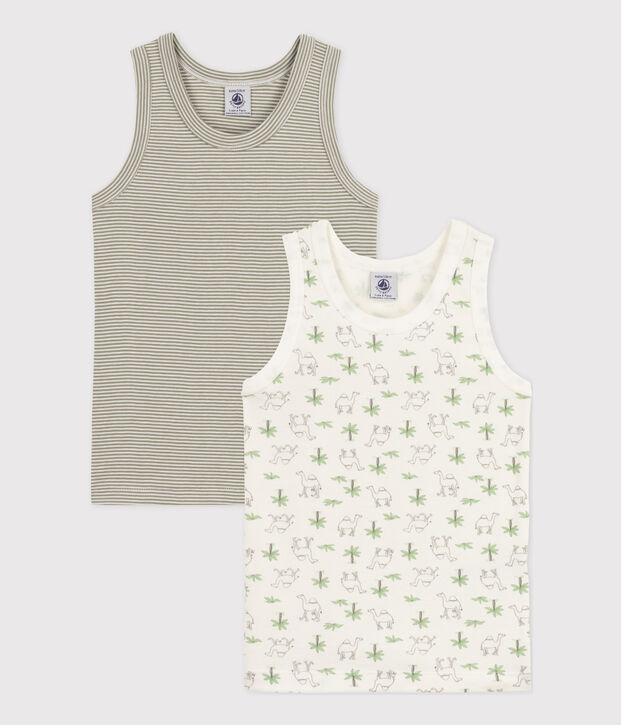 Boys' Dromedary Patterned Cotton Vests - 2-Pack multicolor