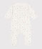 Babies' floral cotton pyjamas with a collar MARSHMALLOW white/MULTICO white