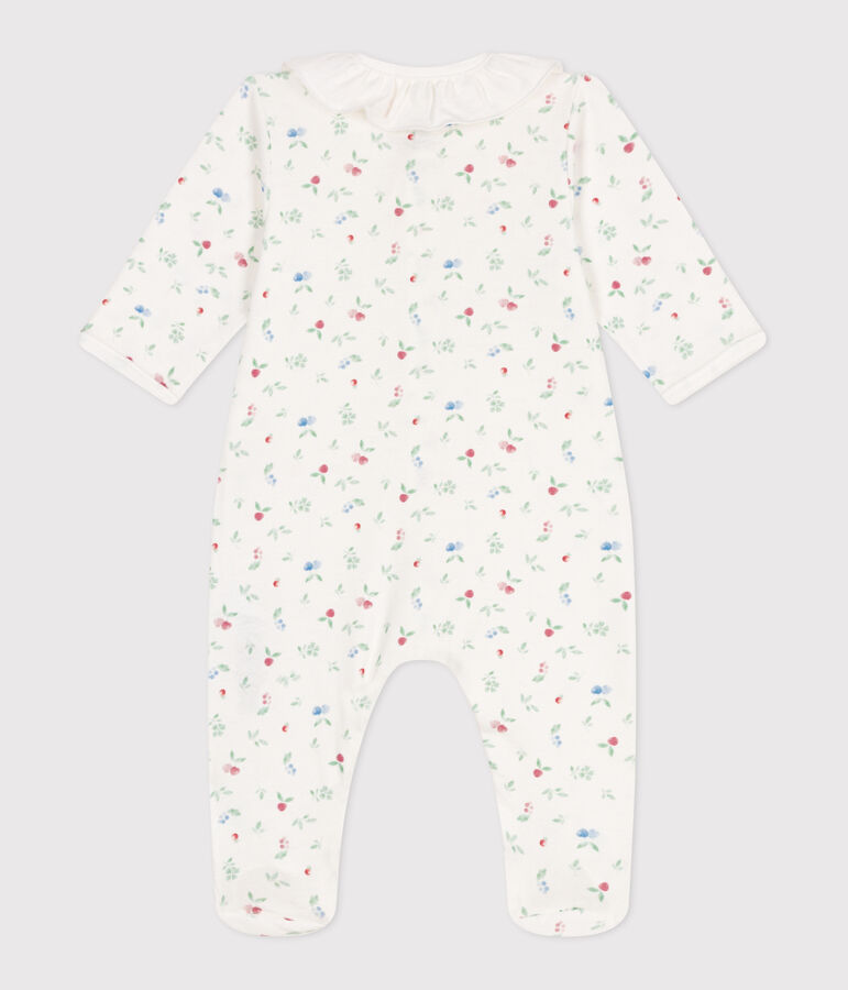 Babies' floral cotton pyjamas with a collar white/multicolor