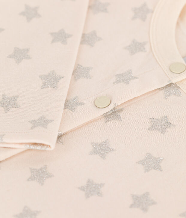 Girls' rib knit print cardigan Ecru/grey