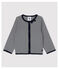 Baby Girls' Pinstriped 2x2 Rib Knit Cardigan SMOKING blue/MARSHMALLOW white