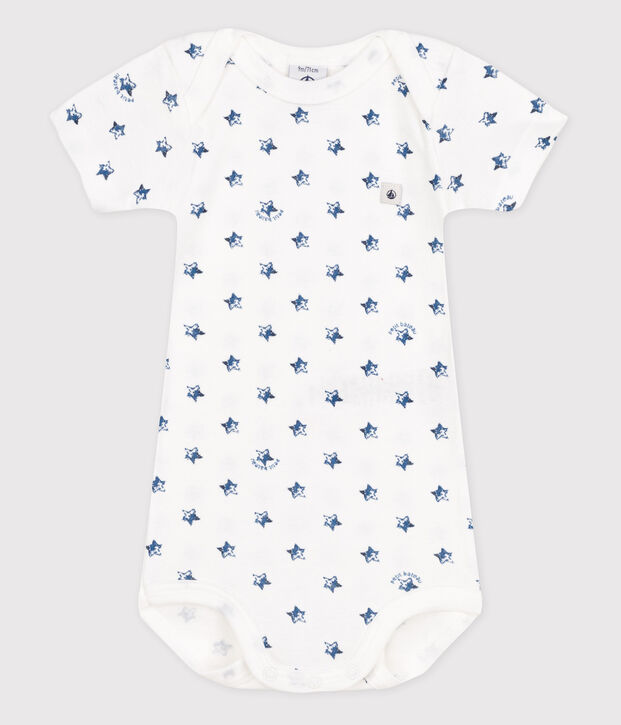 Babies' Short-Sleeved Bodysuit white/blue