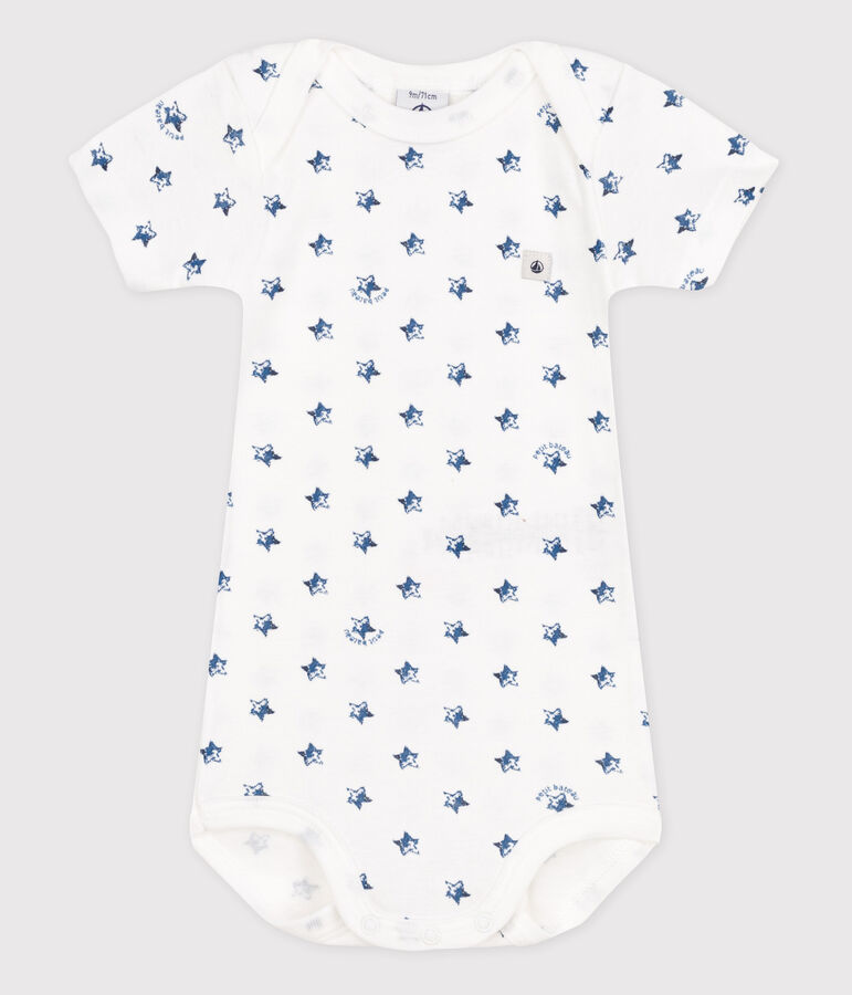 Babies' Short-Sleeved Bodysuit white/blue