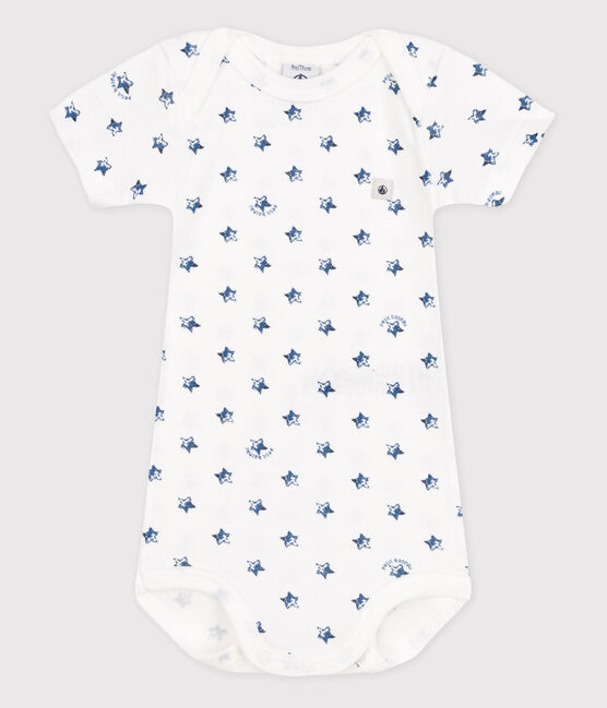 Babies' Short-Sleeved Bodysuit ECUME white/MEDIEVAL blue