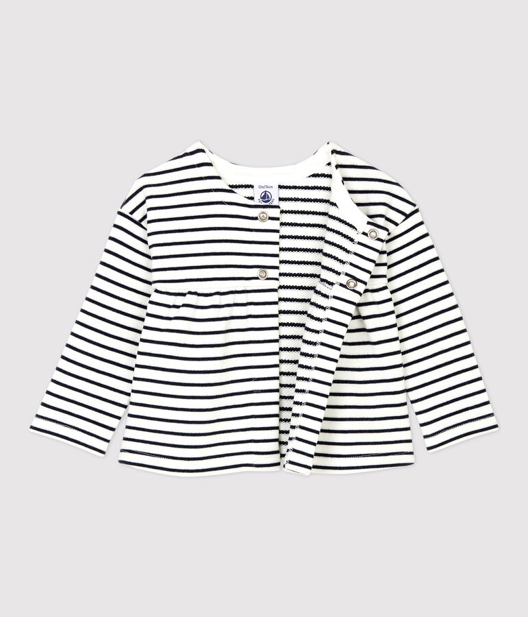 Babies' Fleece Cardigan white/blue