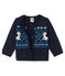 Baby Boys' Wool and Cotton Cardigan SMOKING blue/MULTICO white