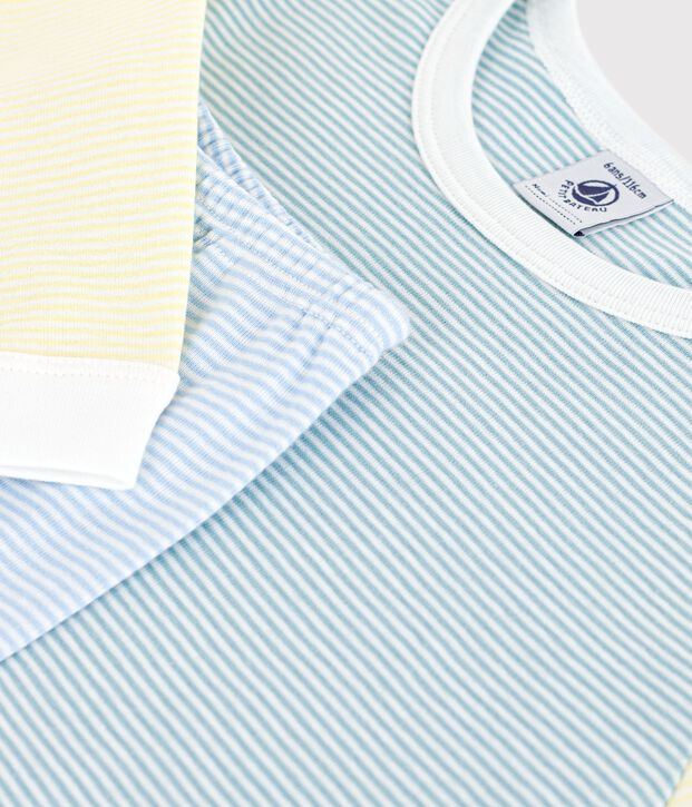 Children's stripy cotton pyjamas blue/multicolor