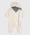 Babies' sherpa snowsuit with ears and a pinstriped lining MILK Ecru