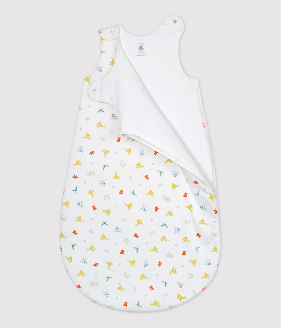 Babies' Colourful Animal Patterned Organic Cotton Sleeping Bag MARSHMALLOW white/MULTICO white