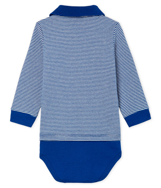 Baby Boys' Pinstriped Polo Shirt Bodysuit LIMOGES blue/MARSHMALLOW white