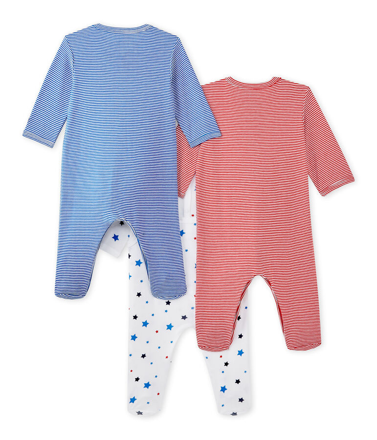 Set of three baby boy's sleepsuits white